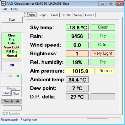 Lunatico CloudWatcher cloud detector